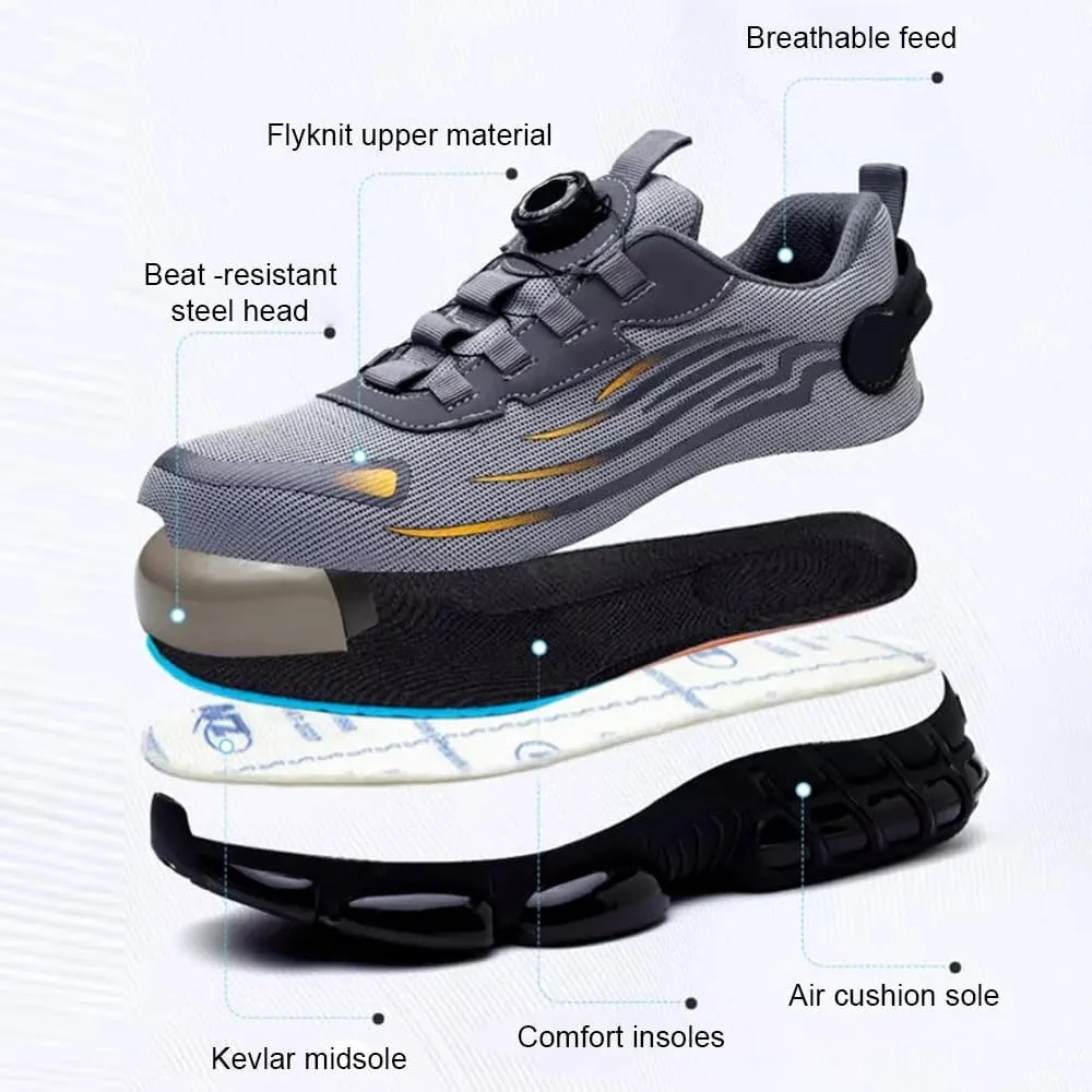 Men's Smash and Stab Resistant Work Safety Shoes, Steel Toe Wide Unisex Lightweigh Comfortable Breathable Cushioned