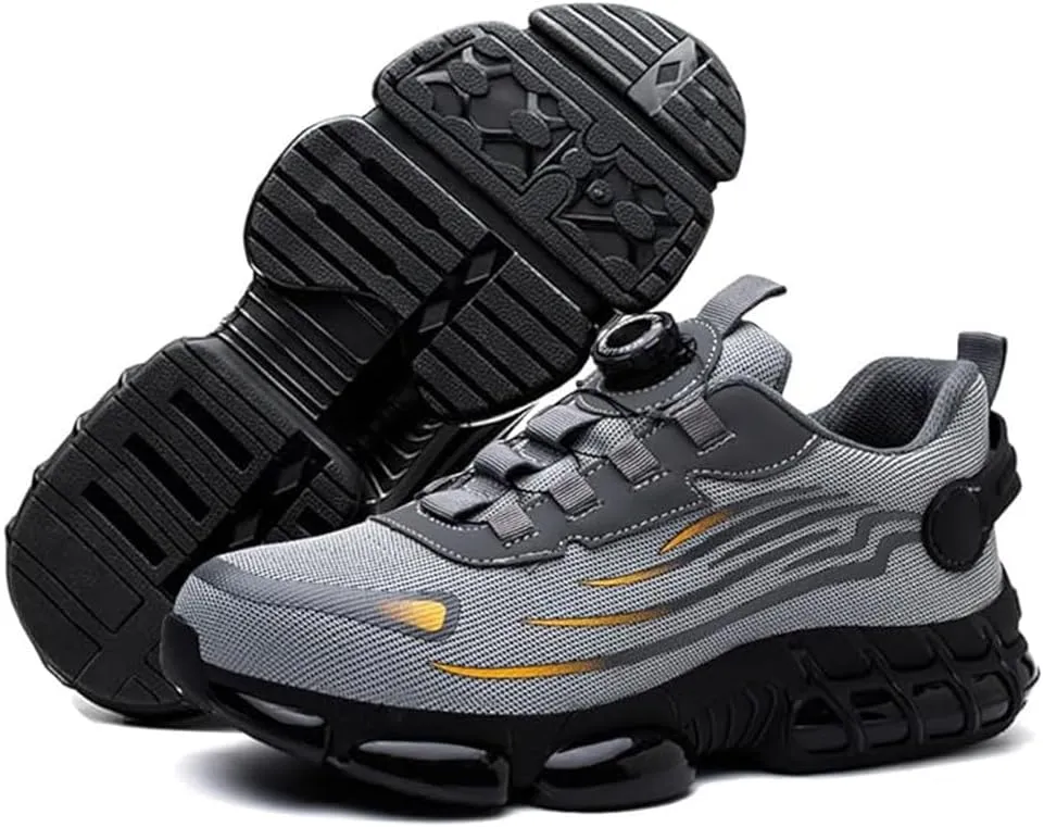 Men's Smash and Stab Resistant Work Safety Shoes, Steel Toe Wide Unisex Lightweigh Comfortable Breathable Cushioned