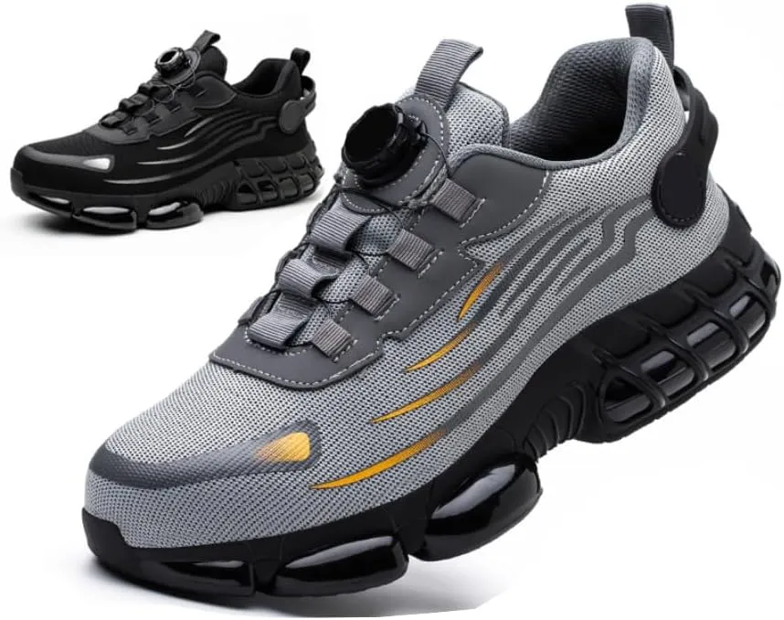 Men's Smash and Stab Resistant Work Safety Shoes, Steel Toe Wide Unisex Lightweigh Comfortable Breathable Cushioned