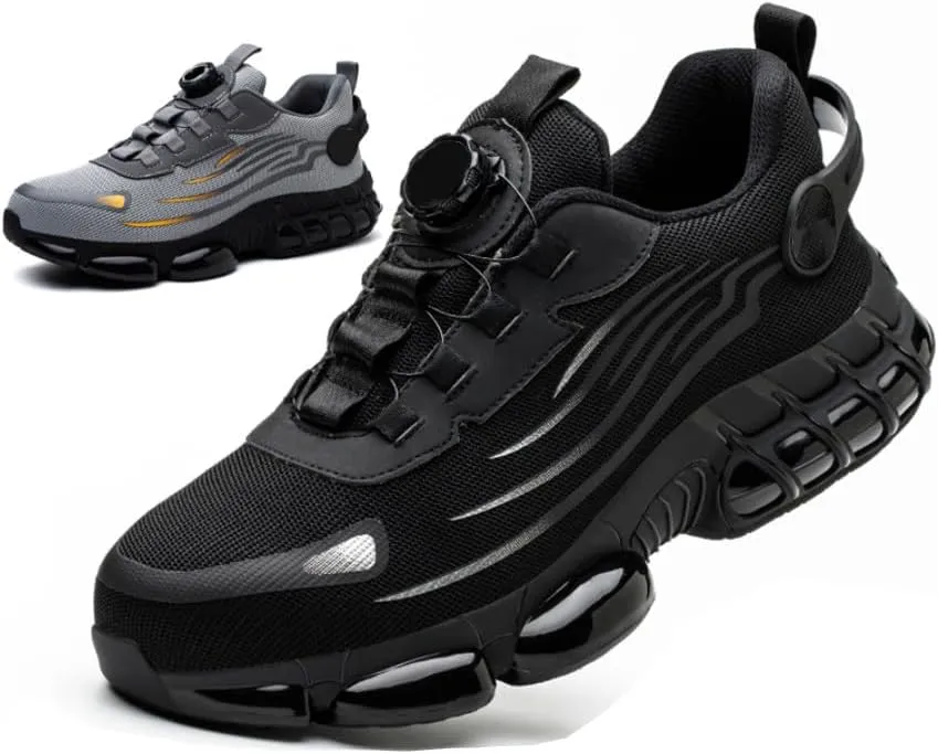 Men's Smash and Stab Resistant Work Safety Shoes, Steel Toe Wide Unisex Lightweigh Comfortable Breathable Cushioned
