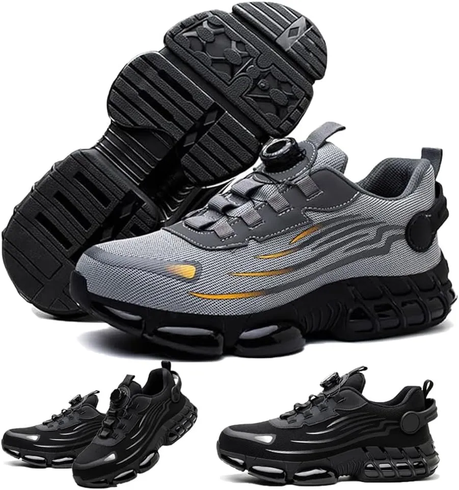 Men's Smash and Stab Resistant Work Safety Shoes, Steel Toe Wide Unisex Lightweigh Comfortable Breathable Cushioned