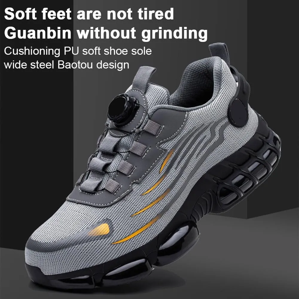Men's Smash and Stab Resistant Work Safety Shoes, Steel Toe Wide Unisex Lightweigh Comfortable Breathable Cushioned