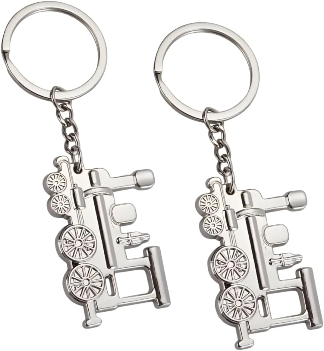 Metal Silver Train Keychain Choo Choo Keyrings Pendants Ornament for Handbags Steam Train Key Chain