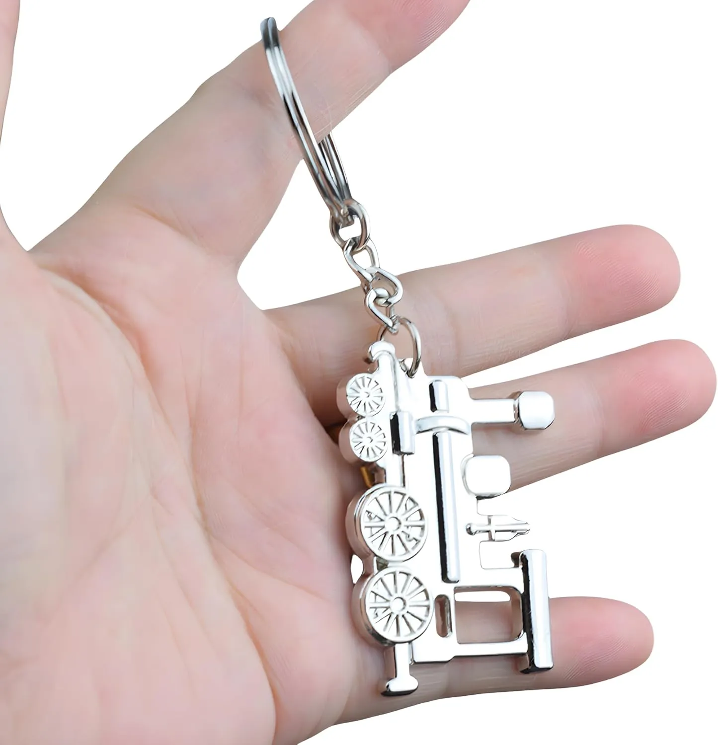 Metal Silver Train Keychain Choo Choo Keyrings Pendants Ornament for Handbags Steam Train Key Chain