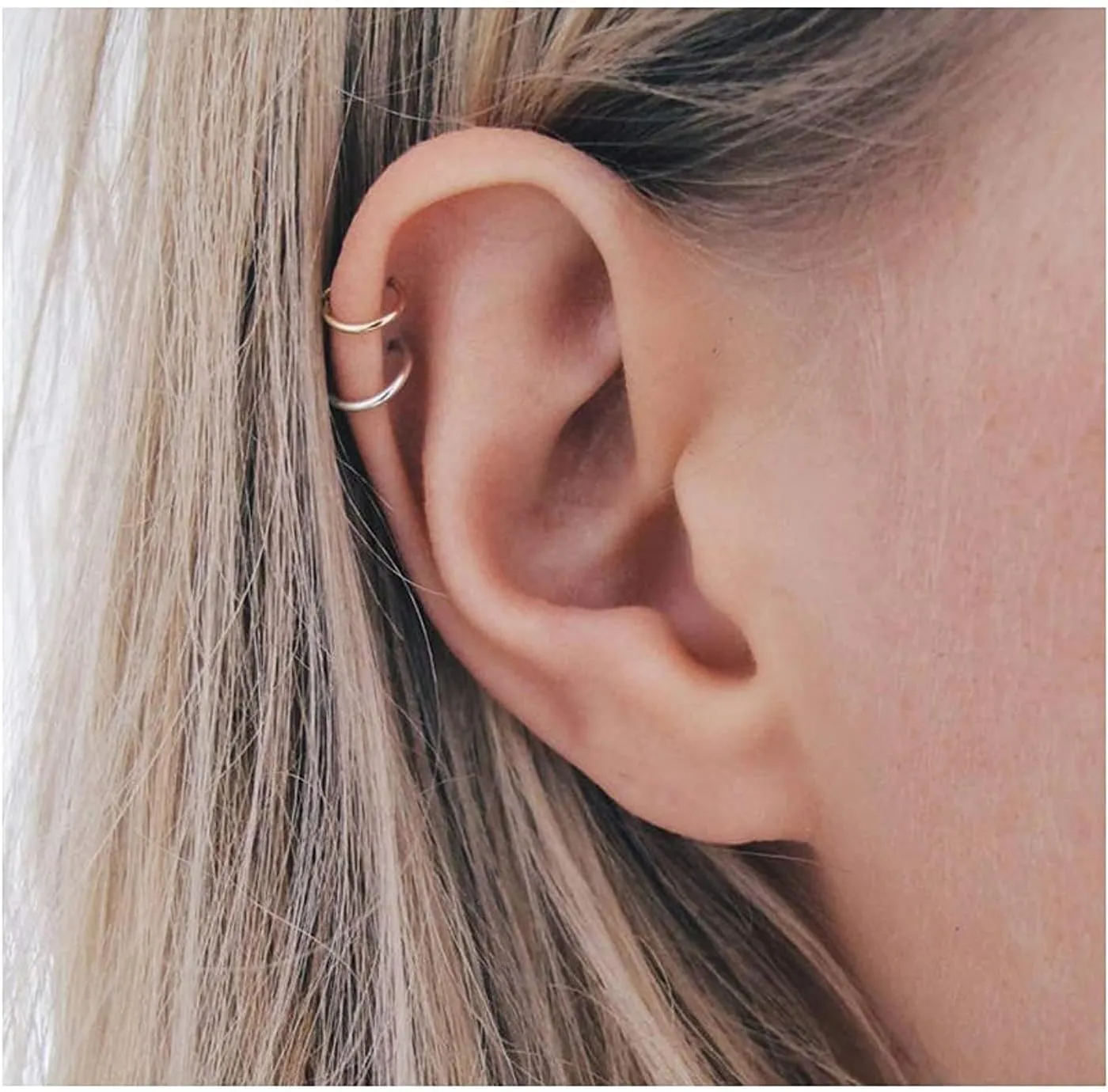 Milacolato 4Pcs 925 Sterling Silver Ear Cuffs: Adjustable Non Piercing Cuff Earrings Minimalist Fake Helix Cartilage Earcuff, Dainty Clip-on Earrings Hypoallergenic with 14K Gold Plating for Women Men