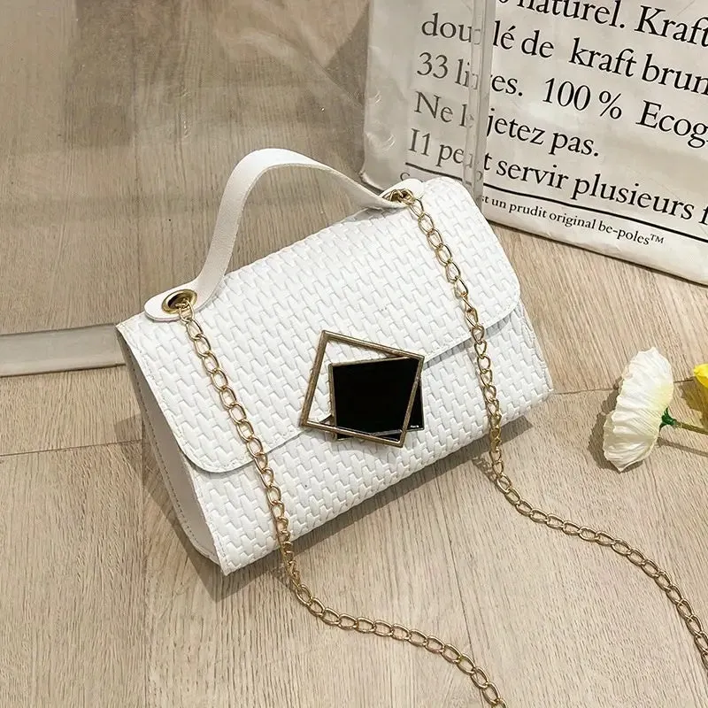 Mini Faux Weave Bag White