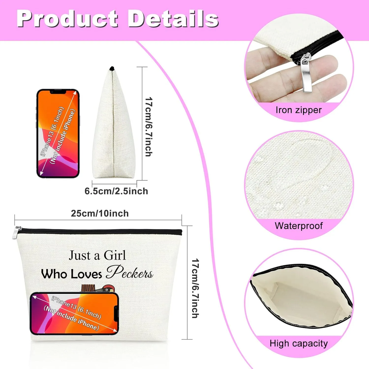 Mxrymvu Woodpecker Lover Gift Makeup Bag Bird Lovers Gift for Women Cosmetic Bag Bird Watcher Ornithologist Gifts Christmas Graduation Birthday Present for Friend Travel Pouch