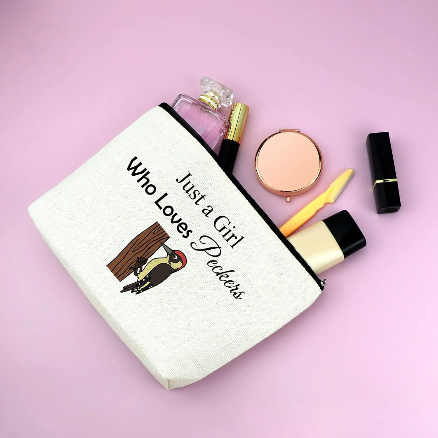 Mxrymvu Woodpecker Lover Gift Makeup Bag Bird Lovers Gift for Women Cosmetic Bag Bird Watcher Ornithologist Gifts Christmas Graduation Birthday Present for Friend Travel Pouch
