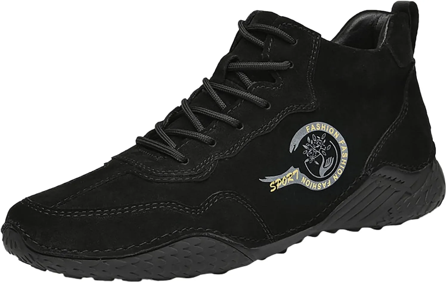 New Spring and Men's Leather Shoes Korean Fashion Lace Up Short Boots Shoe Big Sneaker Slippers Men