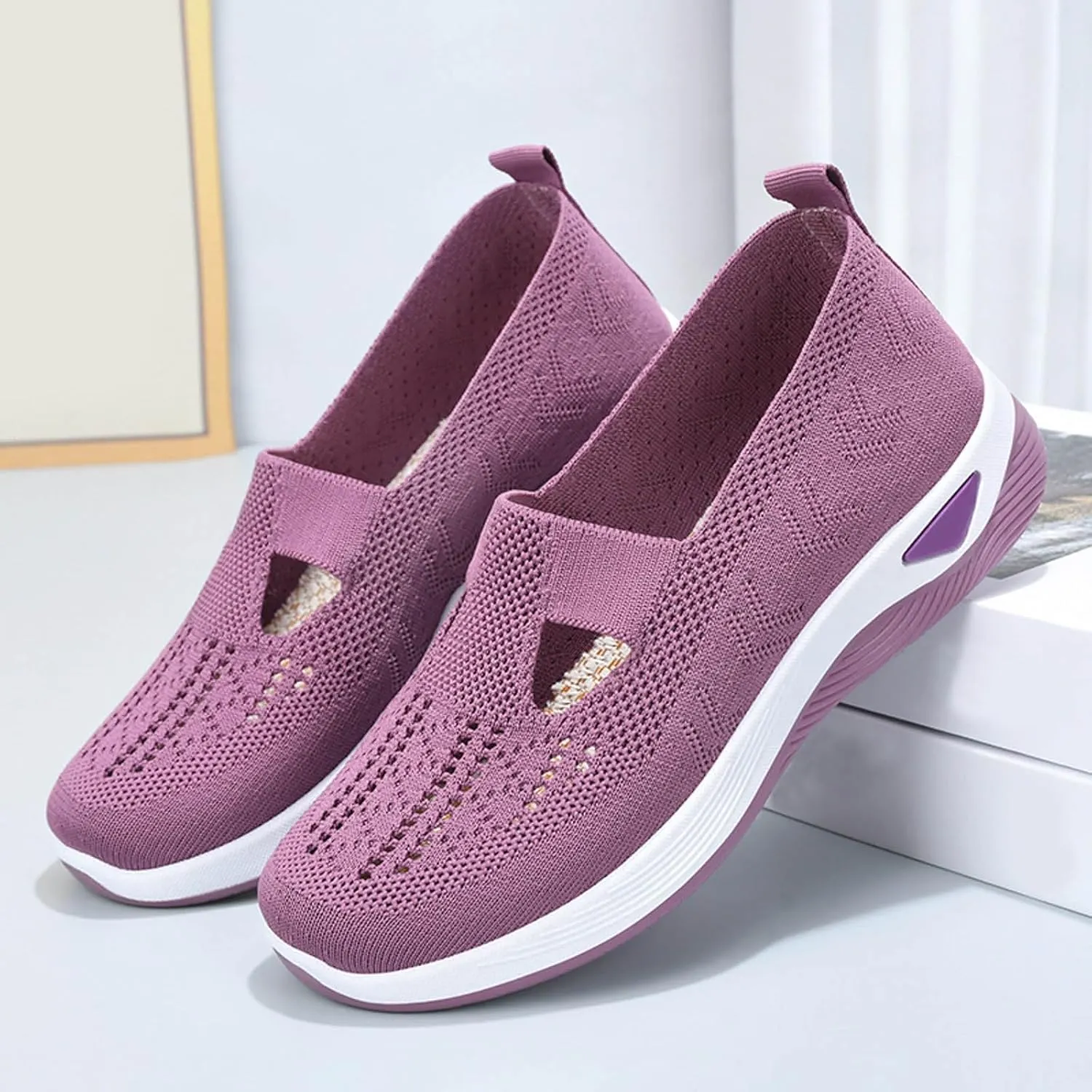 Orthopedic Casual Loafers for Women Slip On Walking Shoes with Arch Support Comfortable Sneakers Plantar Fasciitis Relief Foot Pain Diabetic Feet