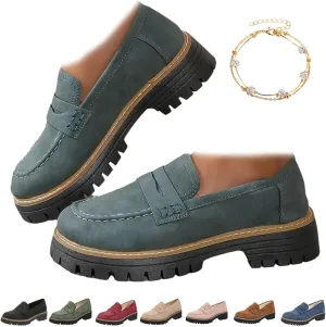 Orthoture Orthopedic Platform Loafers, Lug Sole Loafers for Women, Womens Round Toe Walking Shoe,Slip on Shoes