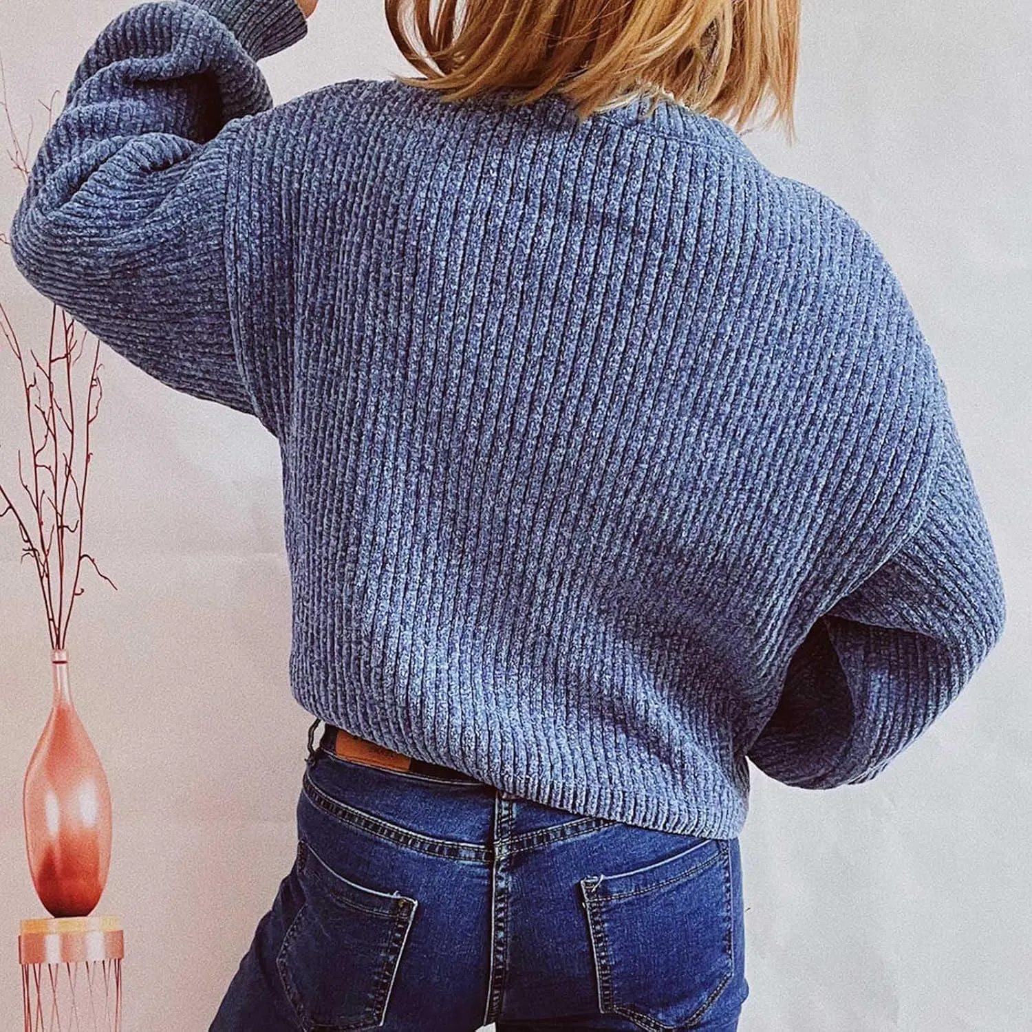 Oversized Sweater for Women Fall Casual Dressy Long Sleeve Sweater Crewneck Cable Knit Sweaters Chunky Warm Pullover
