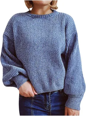 Oversized Sweater for Women Fall Casual Dressy Long Sleeve Sweater Crewneck Cable Knit Sweaters Chunky Warm Pullover