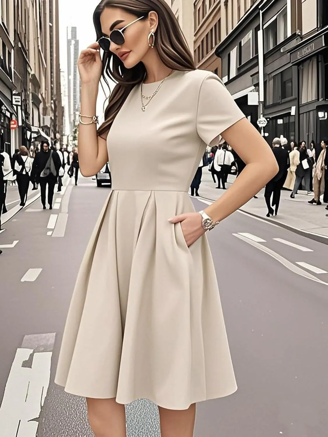 oxiuly Summer Dresses for Women 2024 Party Church Bridesmaid Graduation Dress with Pockets S253