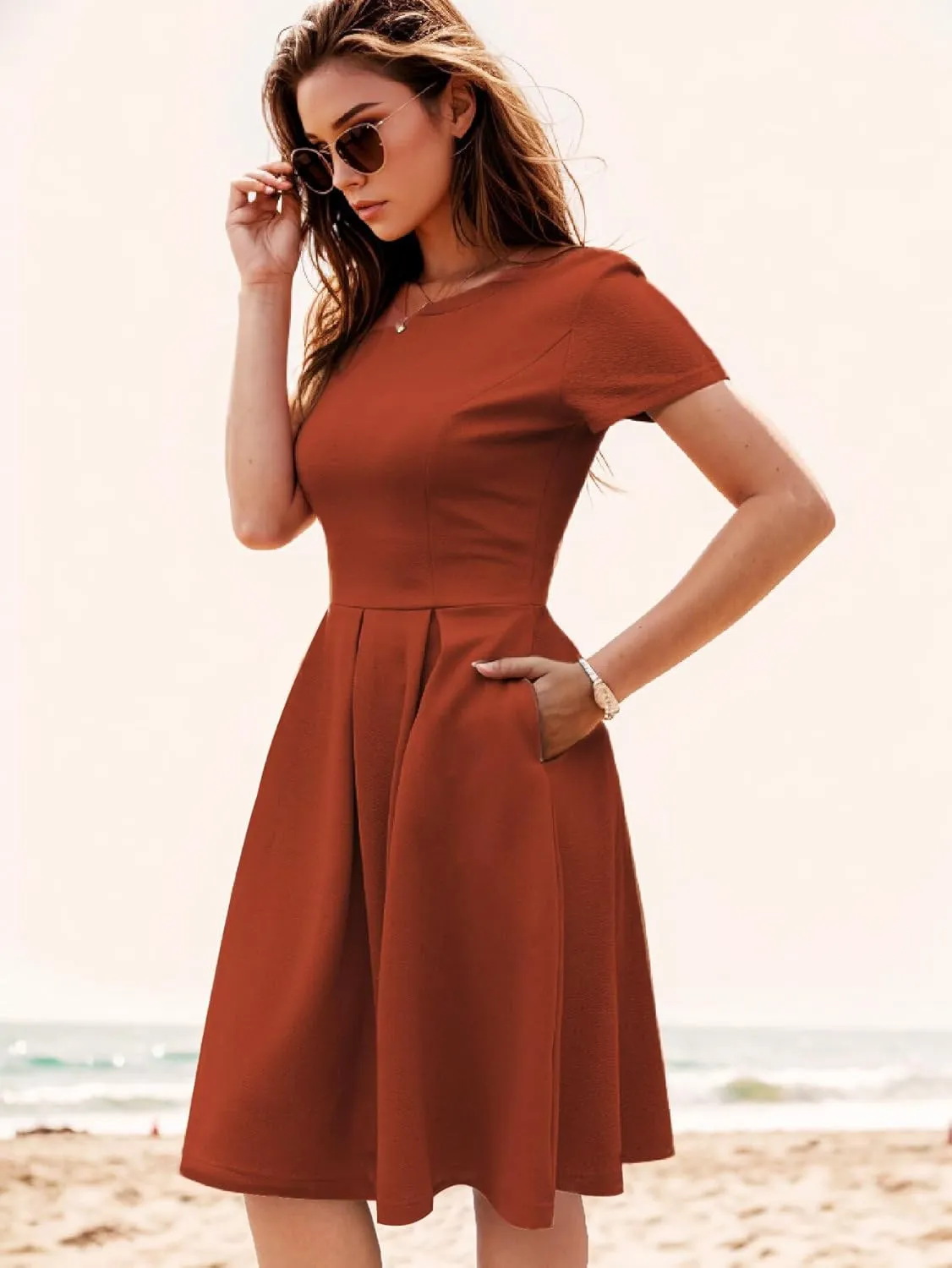 oxiuly Summer Dresses for Women 2024 Party Church Bridesmaid Graduation Dress with Pockets S253
