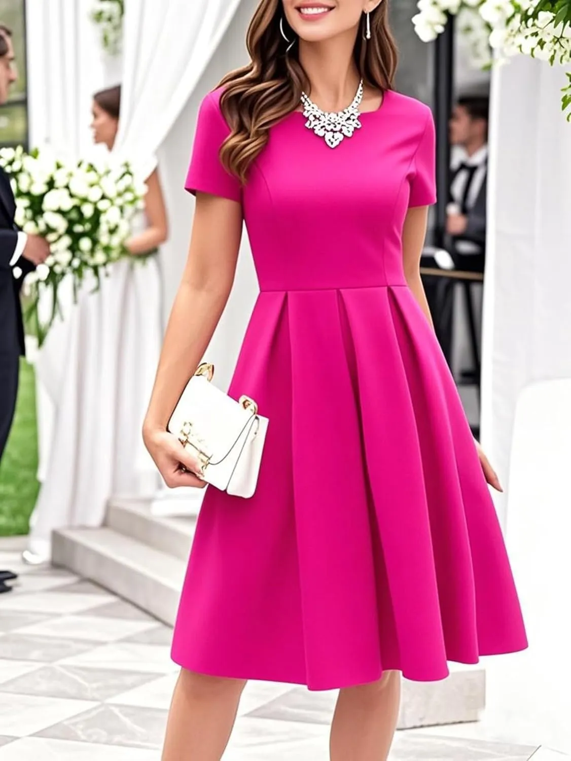 oxiuly Summer Dresses for Women 2024 Party Church Bridesmaid Graduation Dress with Pockets S253