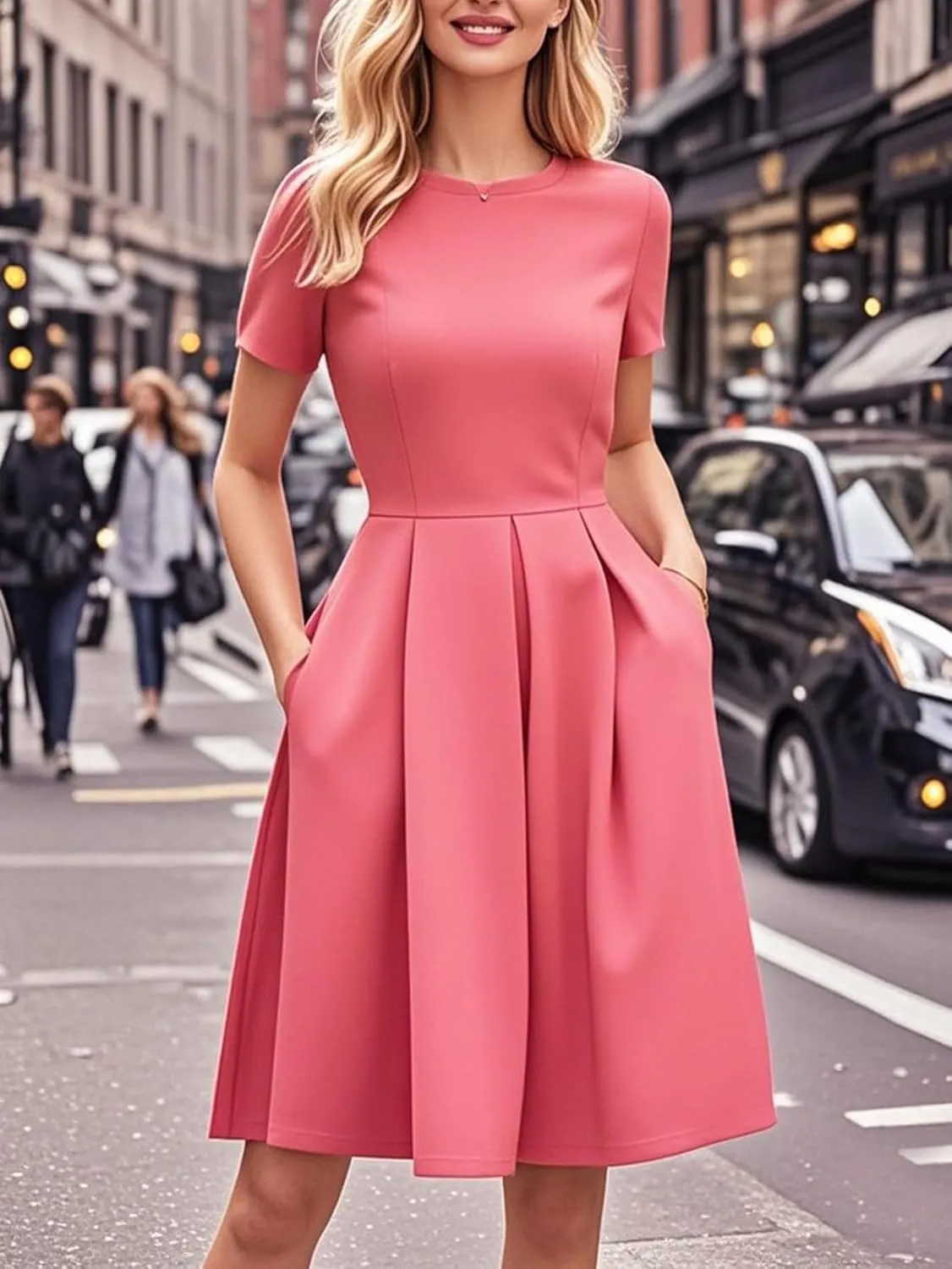 oxiuly Summer Dresses for Women 2024 Party Church Bridesmaid Graduation Dress with Pockets S253