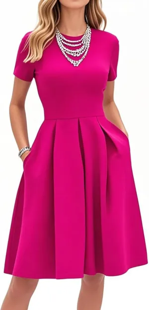 oxiuly Summer Dresses for Women 2024 Party Church Bridesmaid Graduation Dress with Pockets S253