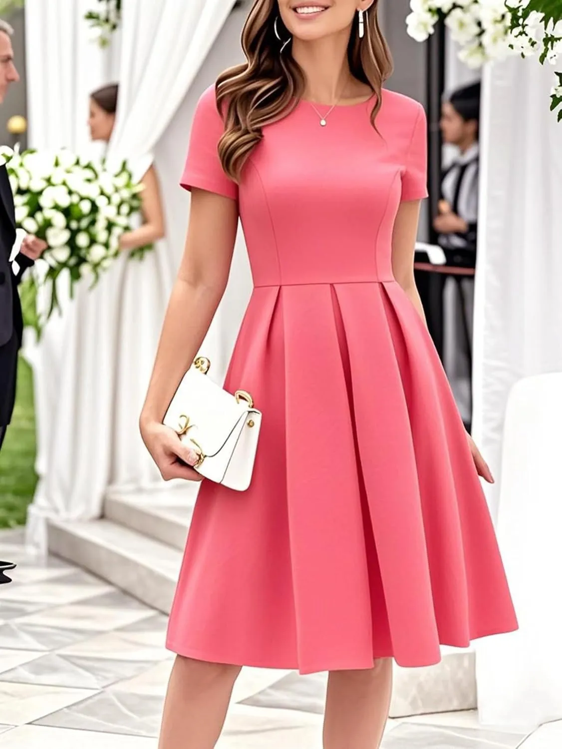 oxiuly Summer Dresses for Women 2024 Party Church Bridesmaid Graduation Dress with Pockets S253