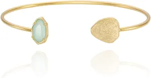 OZEL Cuff Bracelets for Women 18K Real Gold Plated Cuff Bracelet Colorful Crystal Gold Cuff Bracelets for Gifts (Green/Clear/Black/Pink Opal/White Opal)