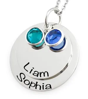 Personalized Mothers Day 2 Disc Necklace - Layered Kids Name Pendants - Personalized Custom Mommy Jewelry