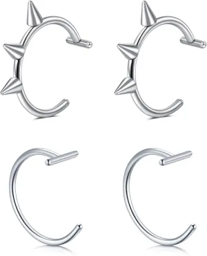 QWALIT Fake Nose Ring Fake Lip Piercing Fake Lip Ring Fake Nose Ring Hoop Fake Snake Bites Fake Lip Piercings Faux Lip Rings Fake Nose Piercing Clip on Nose Ring Spring