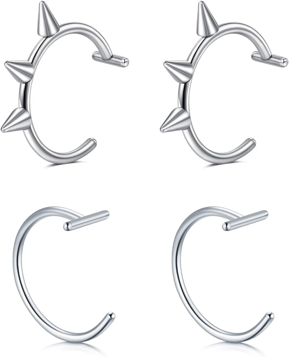 QWALIT Fake Nose Ring Fake Lip Piercing Fake Lip Ring Fake Nose Ring Hoop Fake Snake Bites Fake Lip Piercings Faux Lip Rings Fake Nose Piercing Clip on Nose Ring Spring