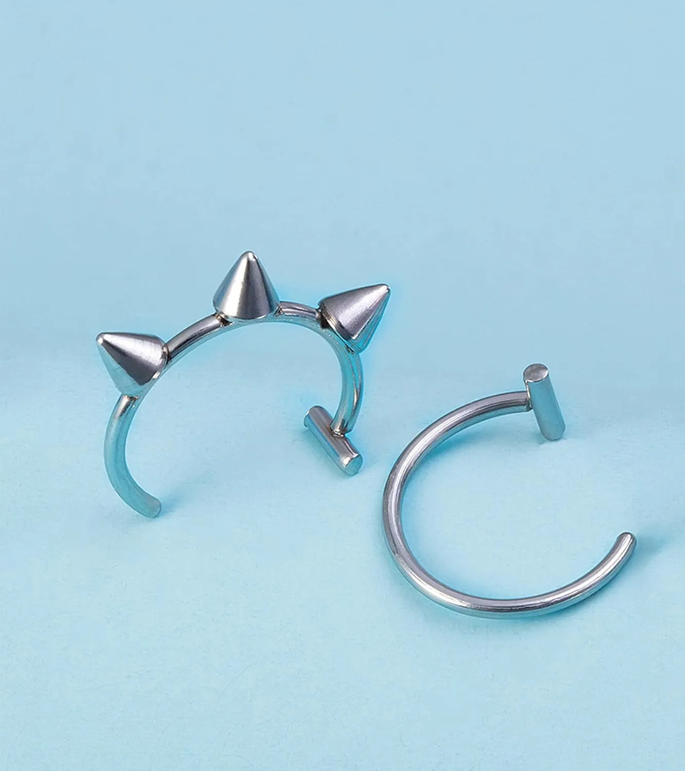 QWALIT Fake Nose Ring Fake Lip Piercing Fake Lip Ring Fake Nose Ring Hoop Fake Snake Bites Fake Lip Piercings Faux Lip Rings Fake Nose Piercing Clip on Nose Ring Spring