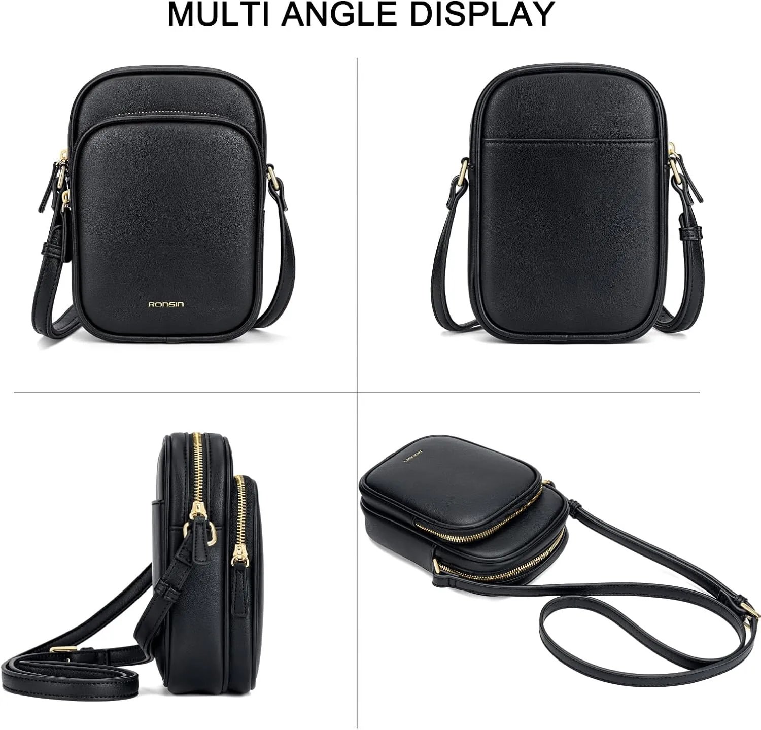 RONSIN Small Crossbody Bags for Women Cell Phone Purse PU Leather Cross Body Purse Handbags with Adjustable Strap