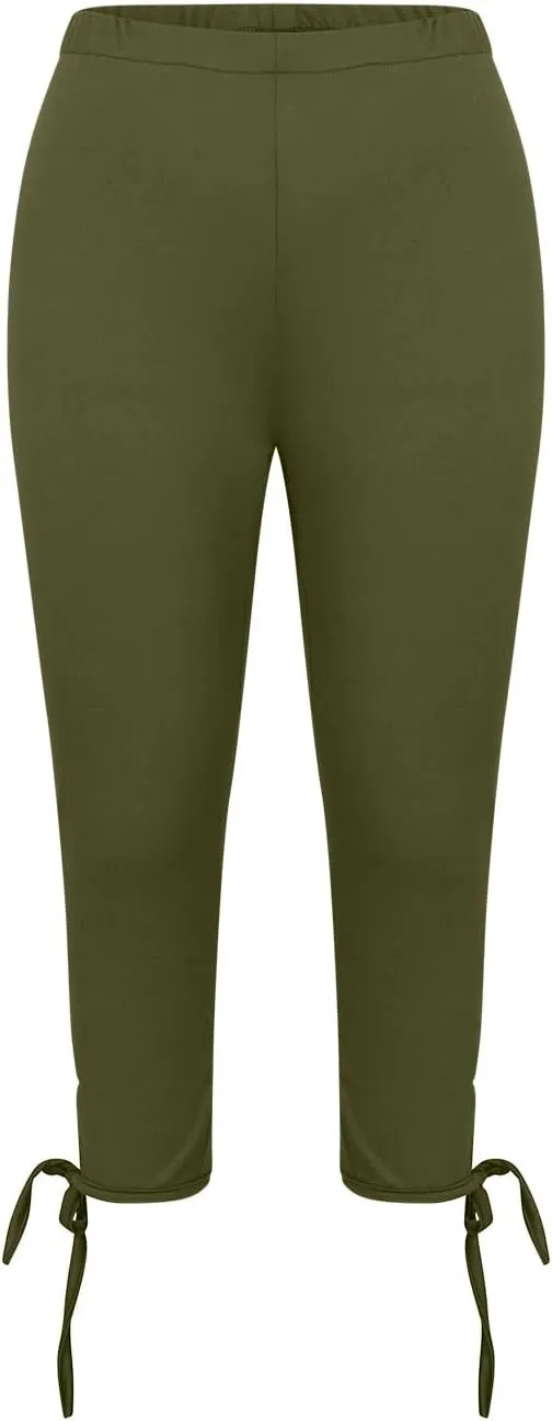 Ruziyoog Womens Summer Dressy Capris Knee-Length Yoga Capri Leggings Cropped High Waist Yoga Pants Comfortable Stretch Pants