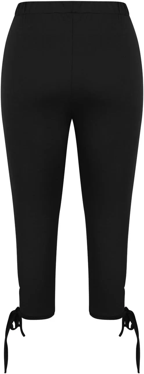 Ruziyoog Womens Summer Dressy Capris Knee-Length Yoga Capri Leggings Cropped High Waist Yoga Pants Comfortable Stretch Pants