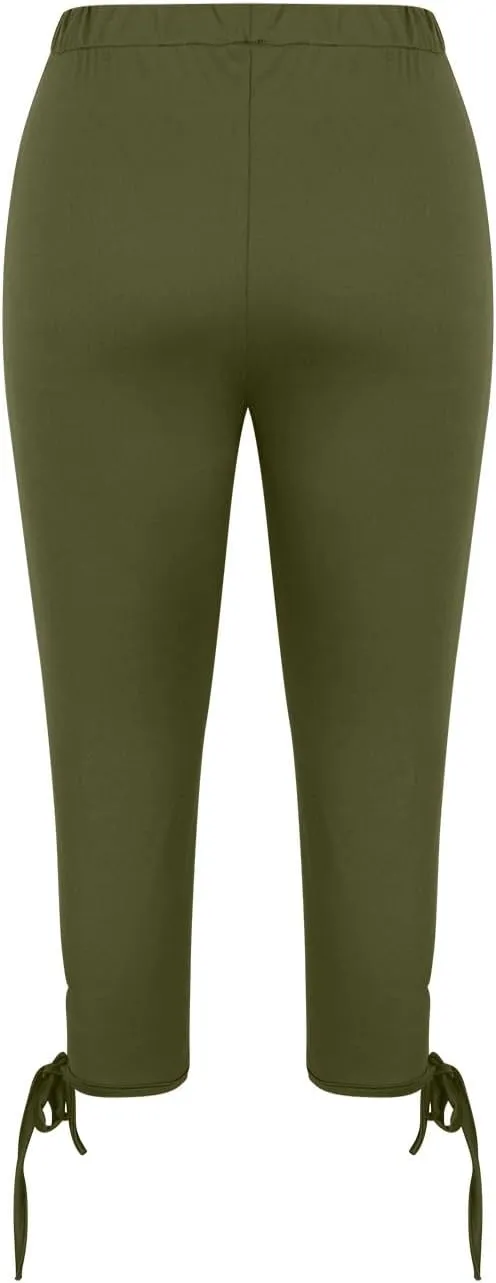 Ruziyoog Womens Summer Dressy Capris Knee-Length Yoga Capri Leggings Cropped High Waist Yoga Pants Comfortable Stretch Pants