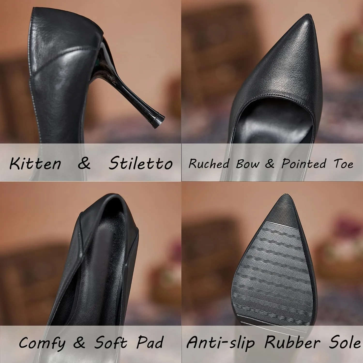 SAILING LU Pumps Shoes for Women Low Heels Wedding Dressy Sexy Kitten Heels Closed Pointed Toe Pumps Shoes
