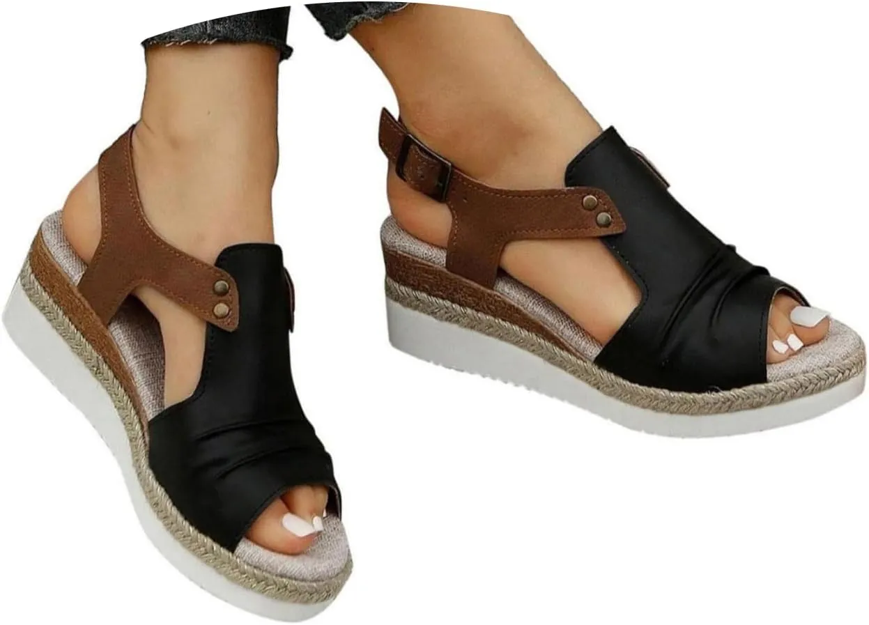 Sandals for Women 2024 Open Toe Wedge Espadrilles for Women Ankle Strap Orthopedic Dressy Summer Platform Sandals