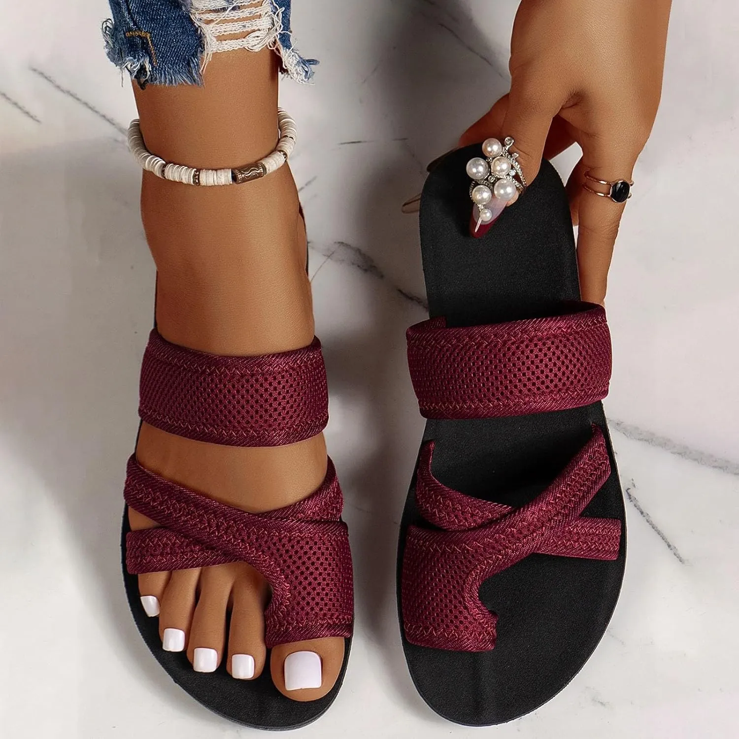 Sandals for Women Dressy Summer Comfortable Orthopedic Sandals Flip Flops Casual Walking Wedges Shoes Beach Thong Sandals