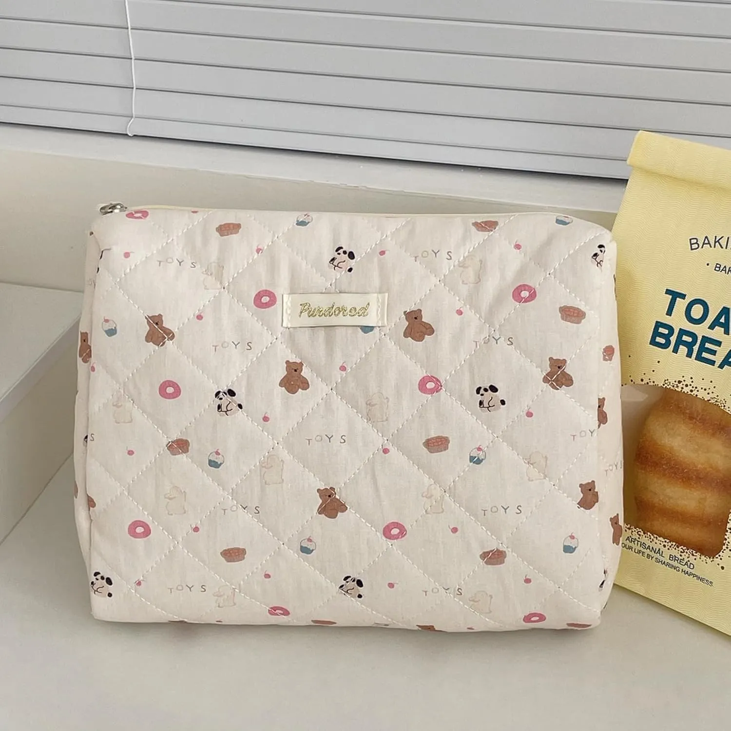 Set of 3 Floral Quilted Makeup Bags, Large, Medium & Small, Travel & Gift, Women's Cosmetic Bags