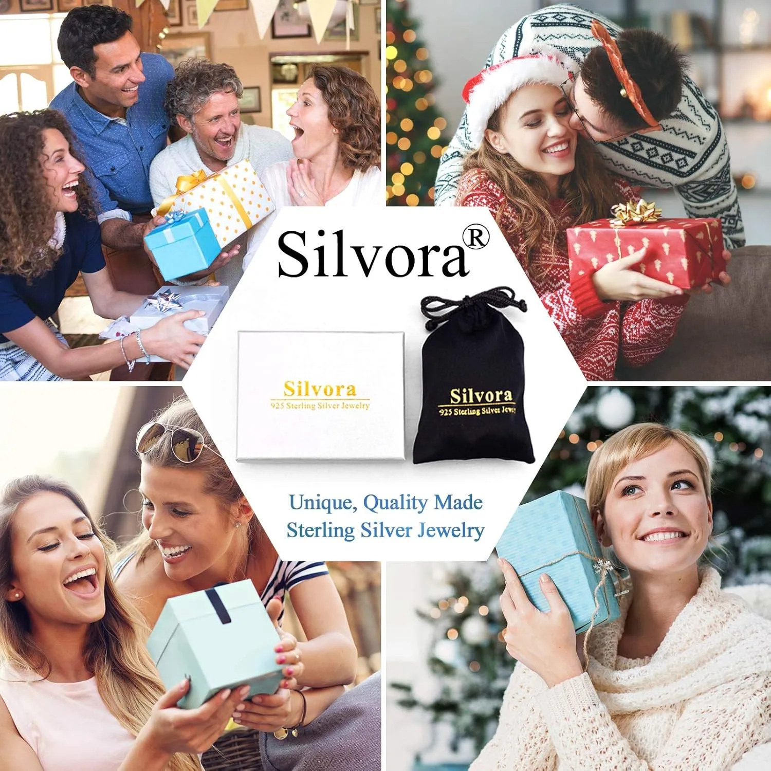 Silvora Sterling Silver Personalized Custom Baby Feet Necklace with Birthstone Great Mother Pendants Gift Packaging