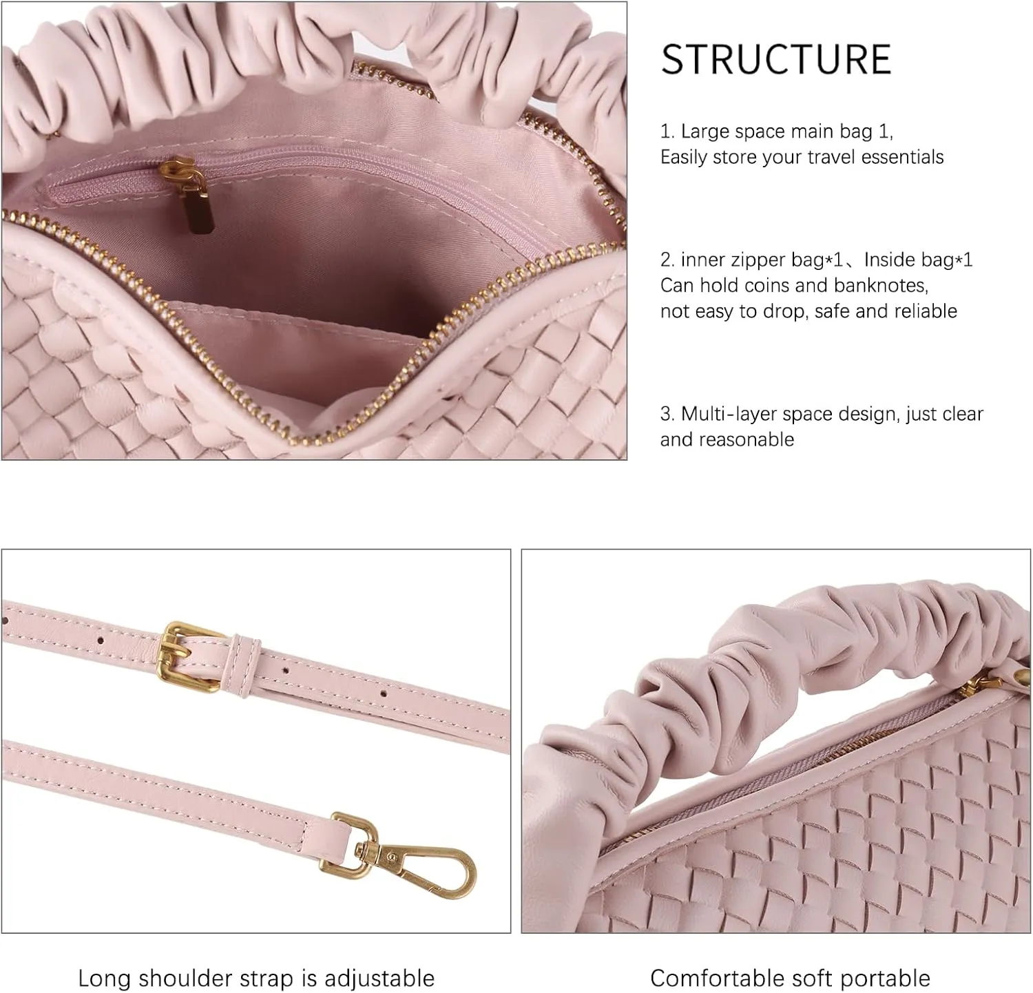 Small Woven Purses, Designer Crossbody Bags for Women Vegan Leather Bags Evening Woven Handbag Clutch