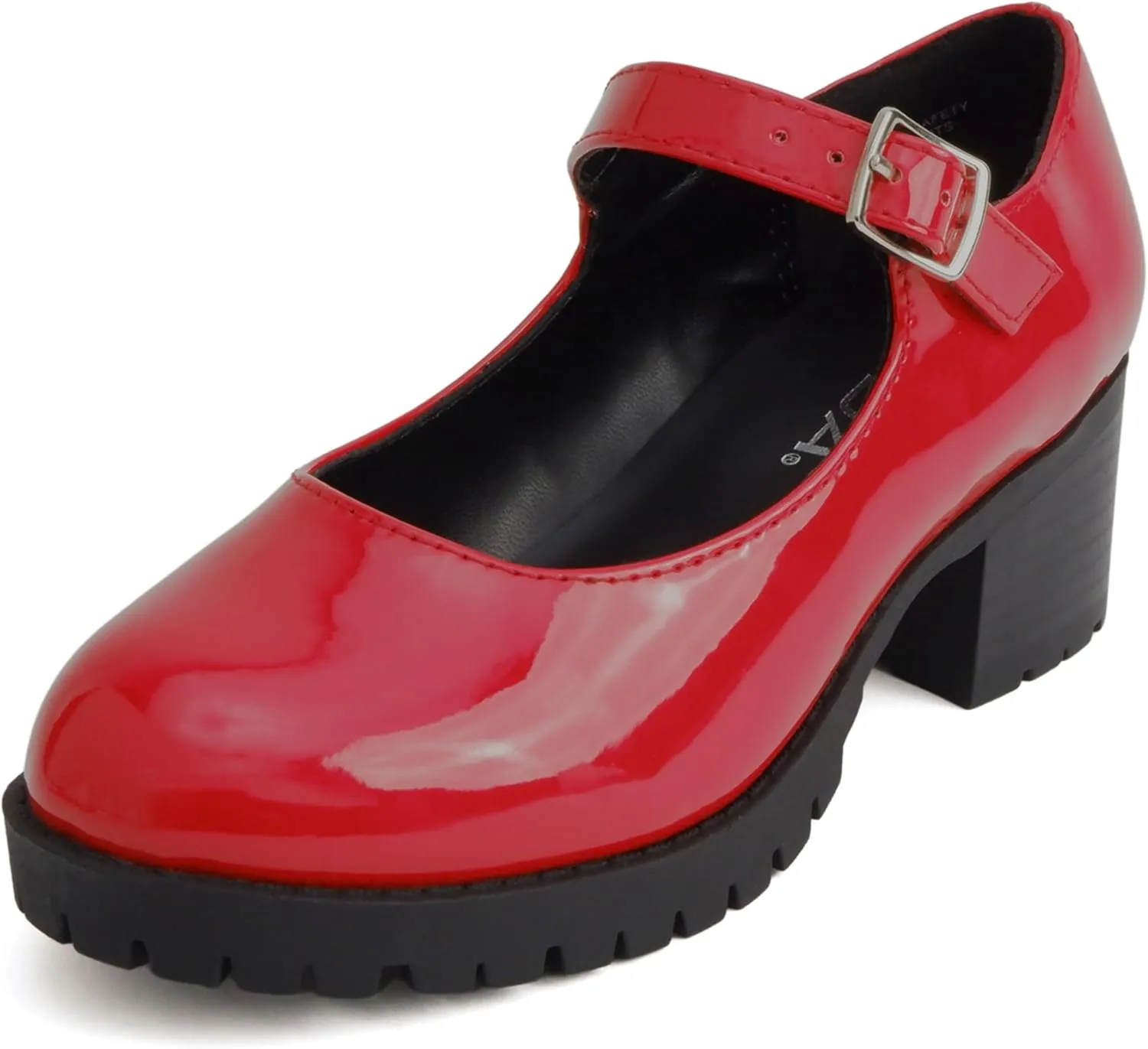 Soda Boxer-2 Kids/Children/Girls Fashion Mary Jane Style Rounded Chunky Block Lug Sole Heel with Adjustable Strap
