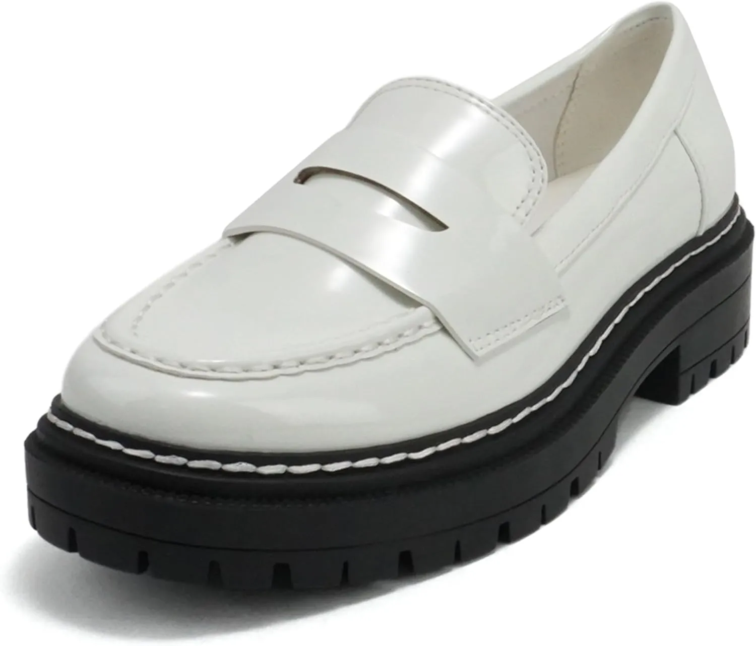 Soda Eureka ~ Women Slip On Platform Penny Loafer Lug Sole with Stitched Detail