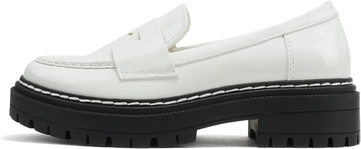 Soda Eureka ~ Women Slip On Platform Penny Loafer Lug Sole with Stitched Detail