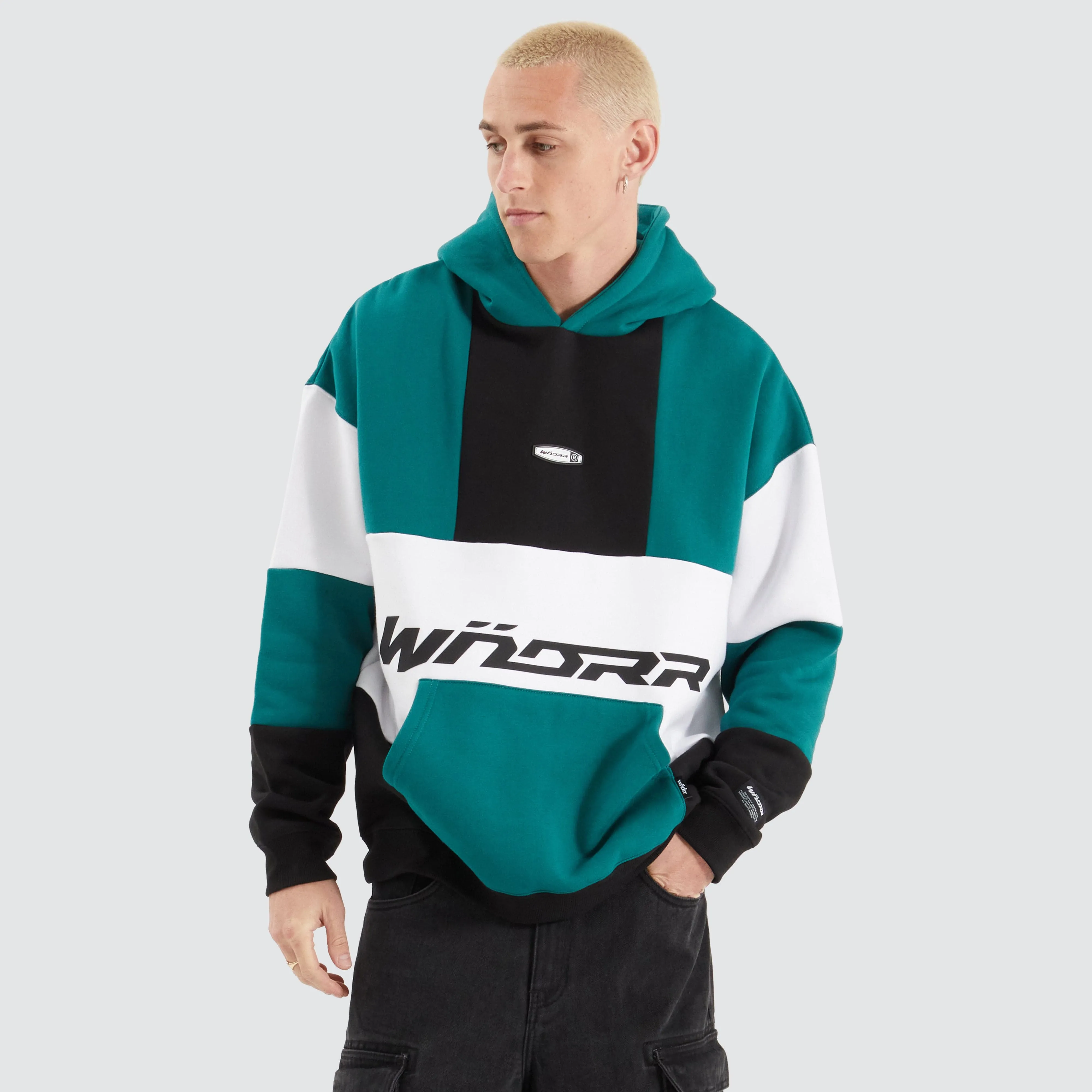Solitude Panel Hood Sweat Black/ Teal
