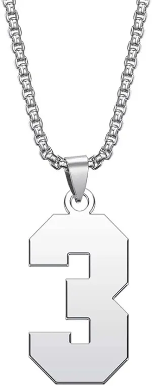 Sports Lucky Number Necklace Stainless Steel Personalized Custom Jersey Number Pendant Necklace for Mens Unisex