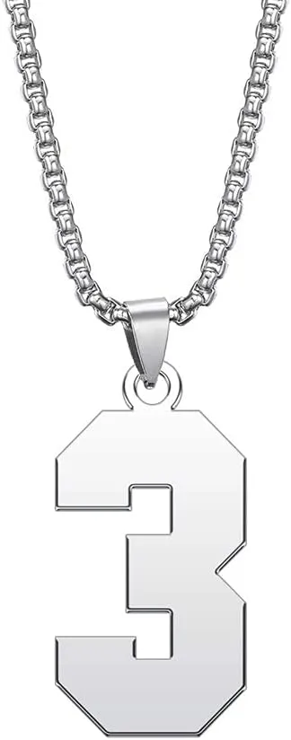 Sports Lucky Number Necklace Stainless Steel Personalized Custom Jersey Number Pendant Necklace for Mens Unisex