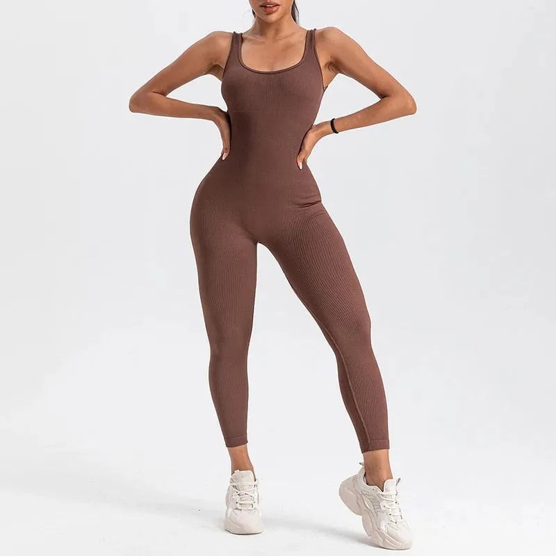 Square Neck Bodycon Yoga Jumpsuit