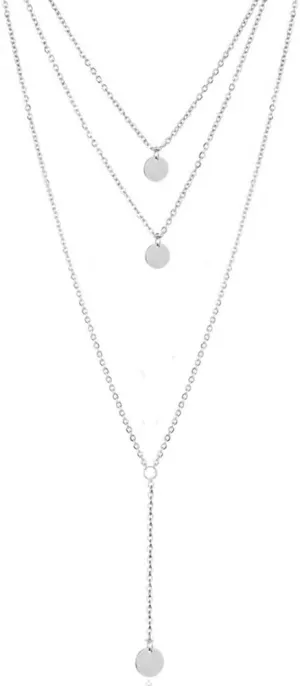 Stainless steel Multi-layer Chain Long Disc Pendants Necklaces For Women Round Disc Choker Jelry