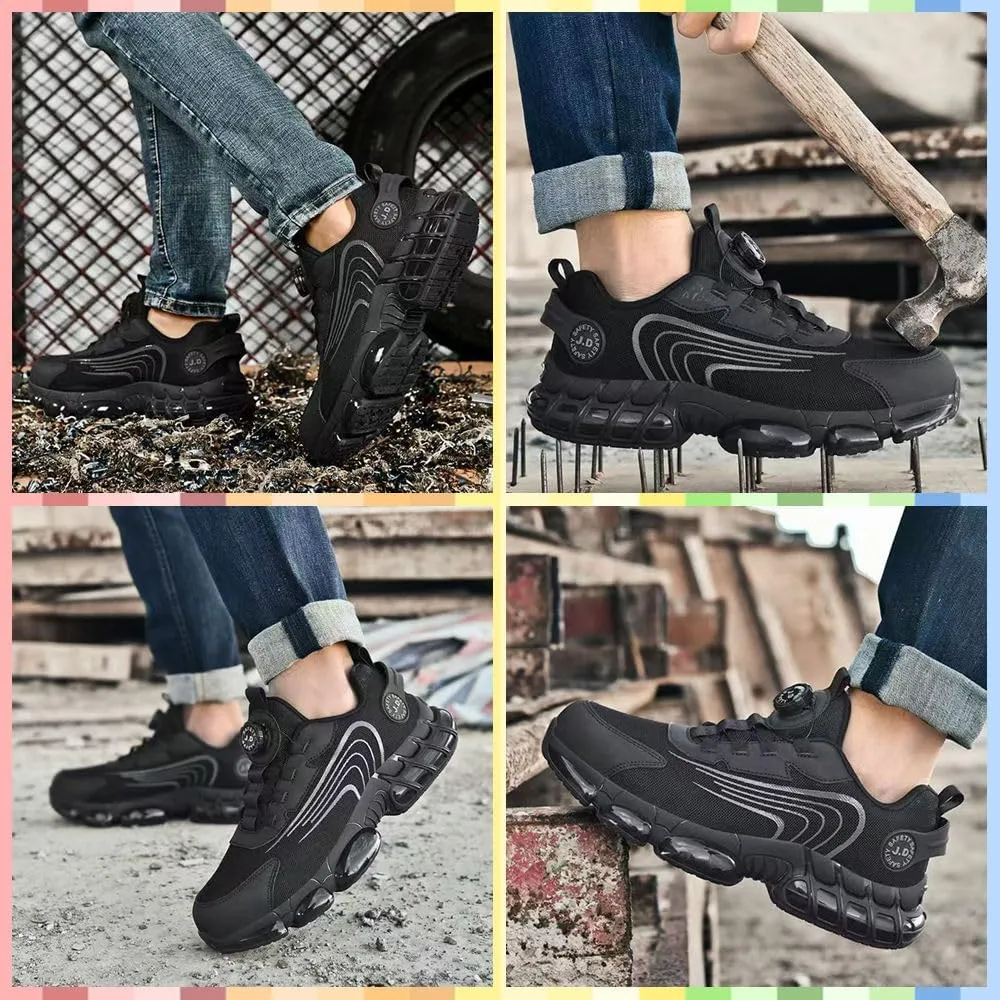 Steel Toe Safety Shoes for Men & Women, Lightweight Slip-Resistant Work Sneakers, Breathable & Cushioned, Indestructible & Puncture-Proof