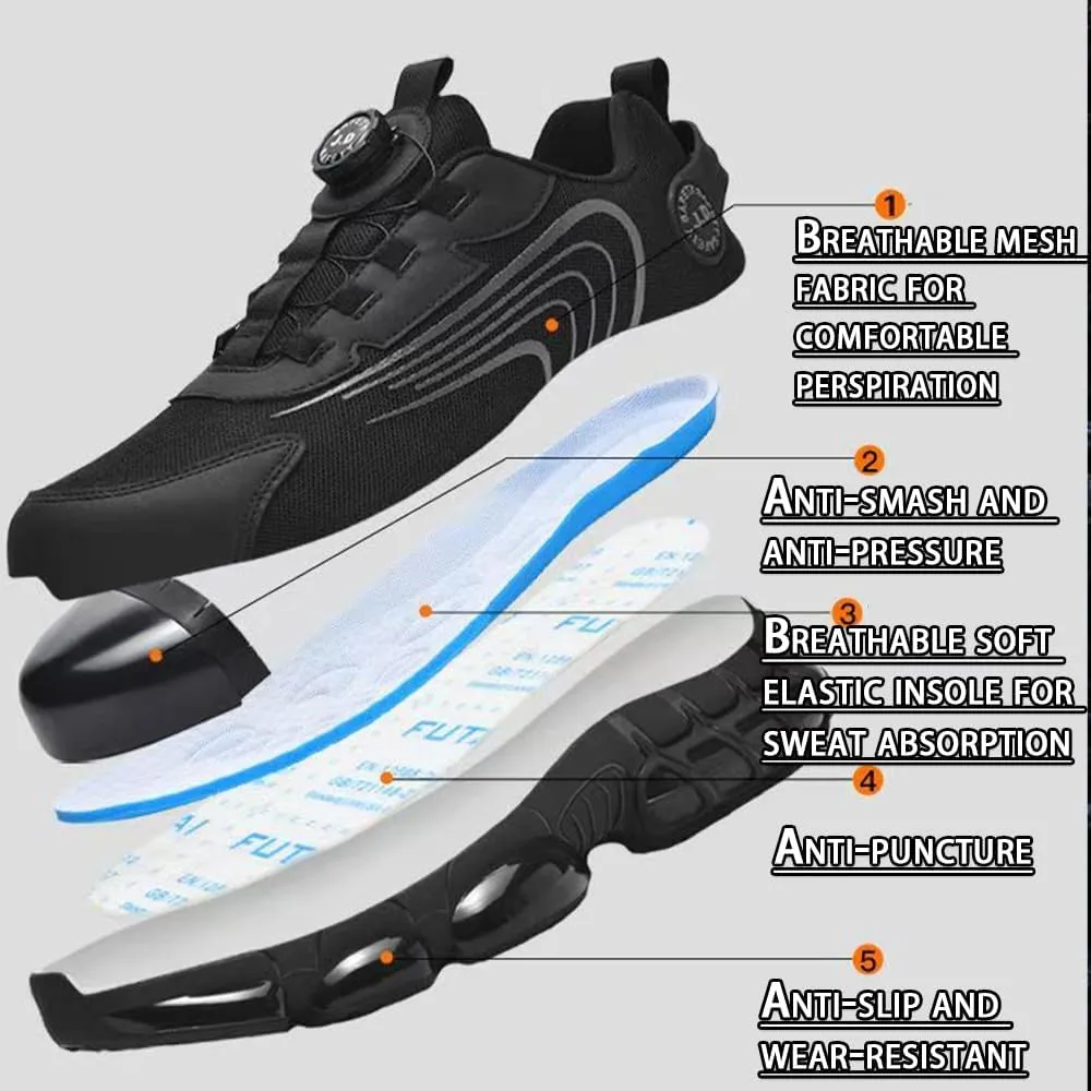 Steel Toe Safety Shoes for Men & Women, Lightweight Slip-Resistant Work Sneakers, Breathable & Cushioned, Indestructible & Puncture-Proof