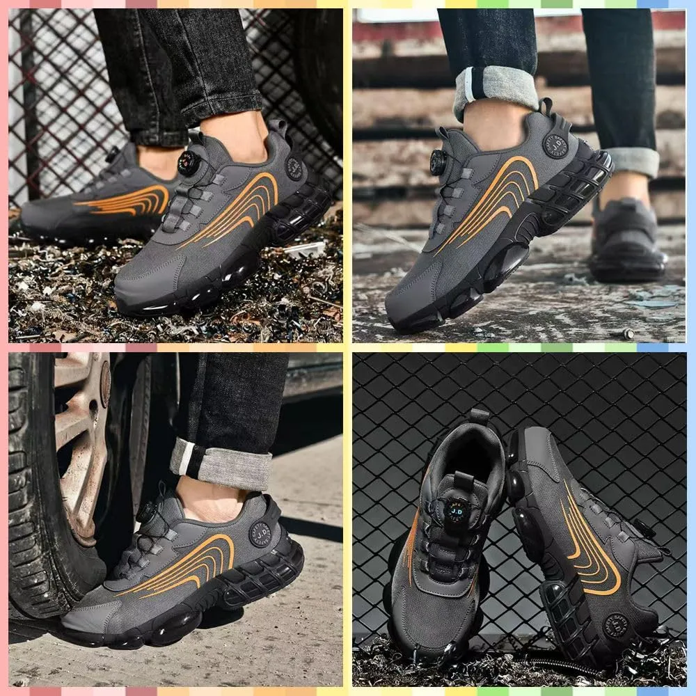 Steel Toe Safety Shoes for Men & Women, Lightweight Slip-Resistant Work Sneakers, Breathable & Cushioned, Indestructible & Puncture-Proof