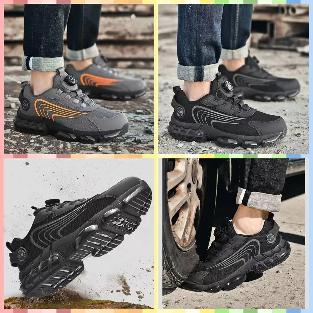 Steel Toe Safety Shoes for Men & Women, Lightweight Slip-Resistant Work Sneakers, Breathable & Cushioned, Indestructible & Puncture-Proof